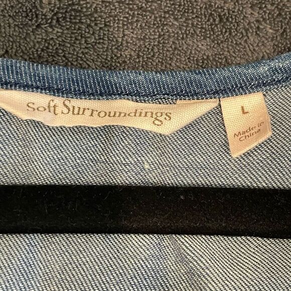 Soft Surroundings Blue Chambray V-Neck Culotte Jumpsuit Size L - Picture 6 of 8